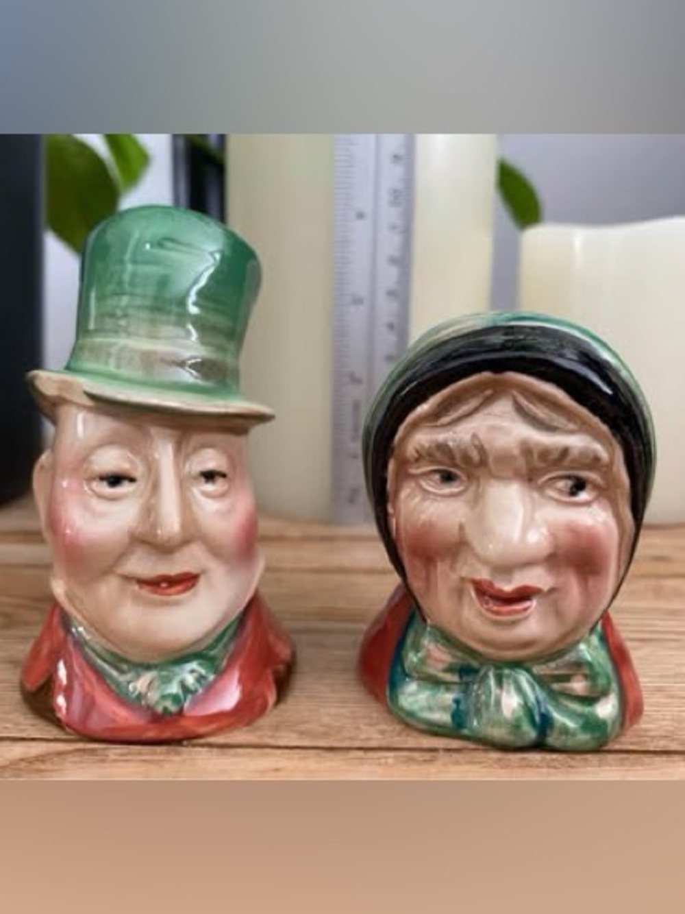 Vintage Beswick England Ceramic Character Bust Salt & Pepper Shakers Set